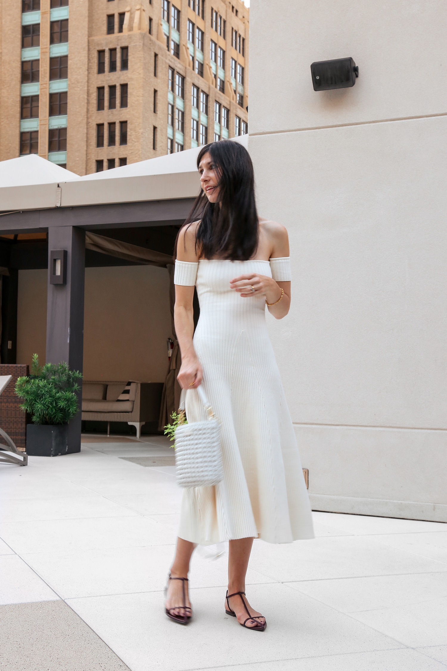 Anna Quan ribbed off shoulder dress