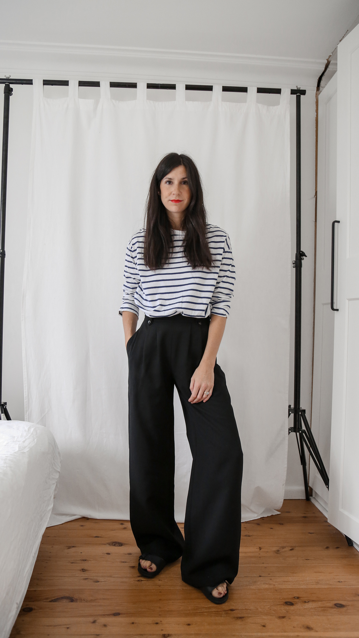 how to style Sezane Loulou trousers