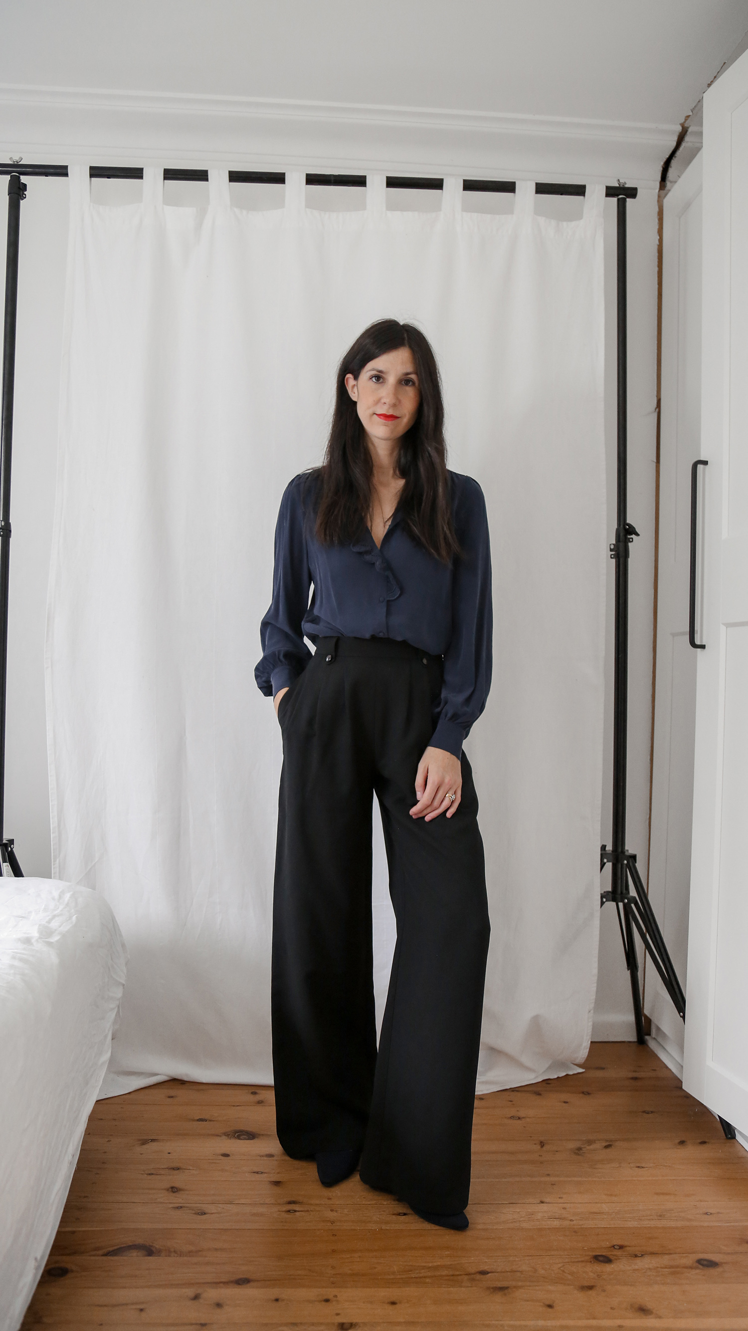 how to style Sezane Loulou trousers