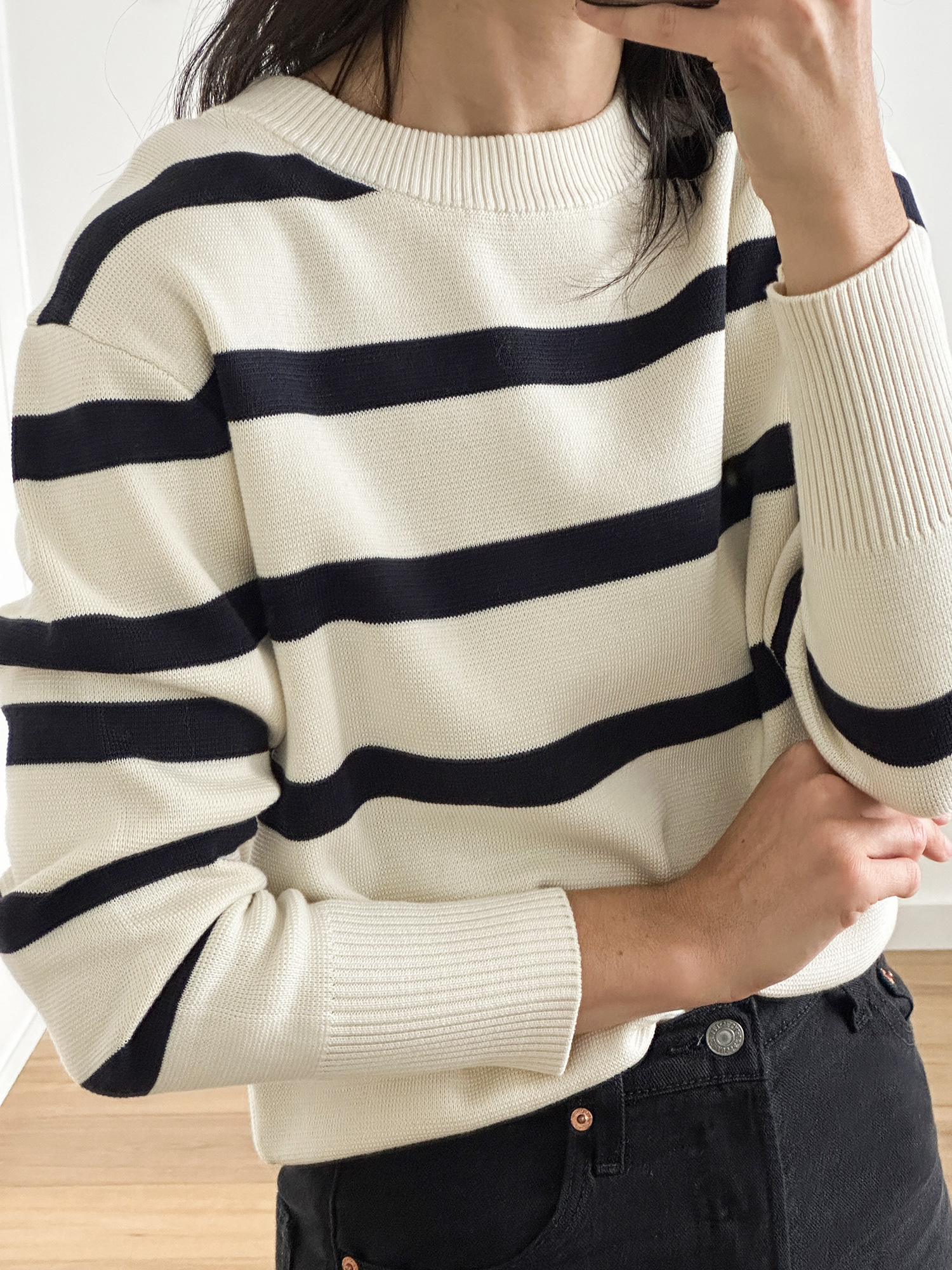 Striped Cotton Sweater Classic Style