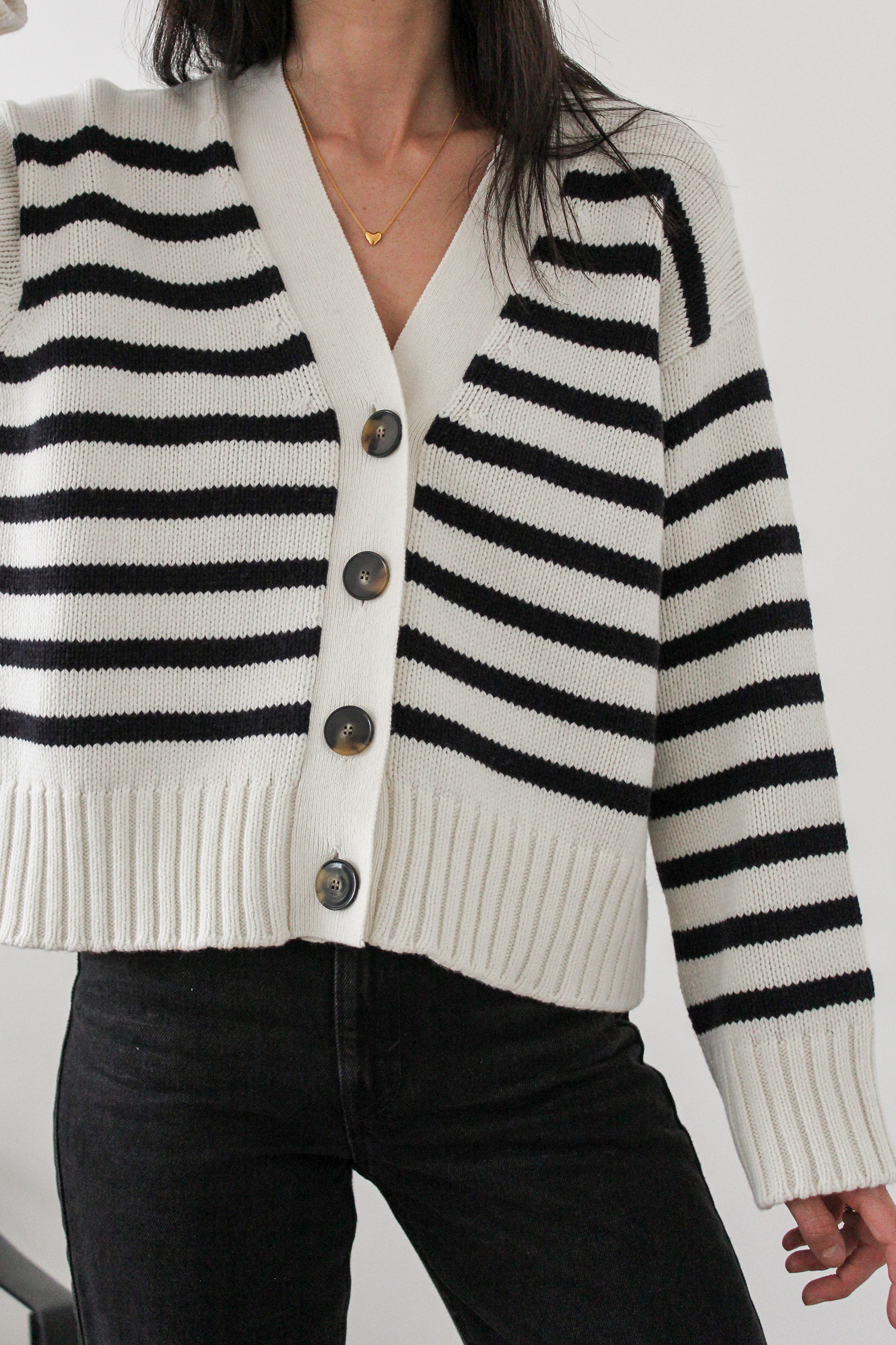 Sezane Wilson Cardigan in natural/stripe