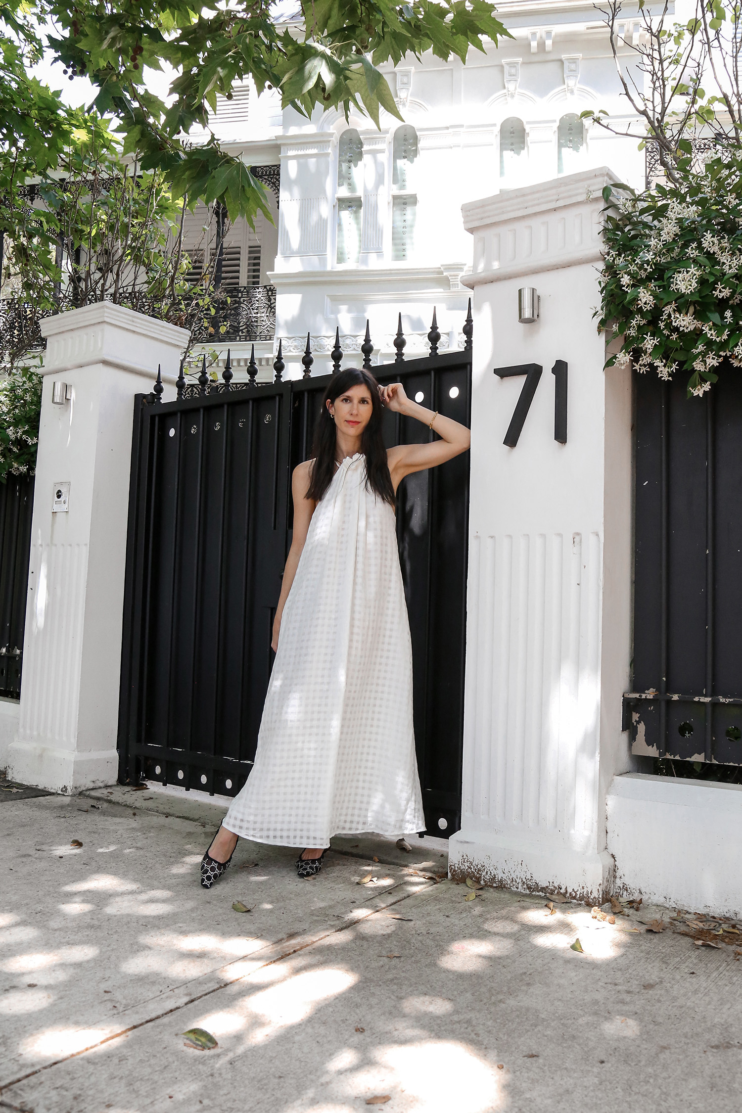 Marle Clementine dress with Gucci GG crystal slingback